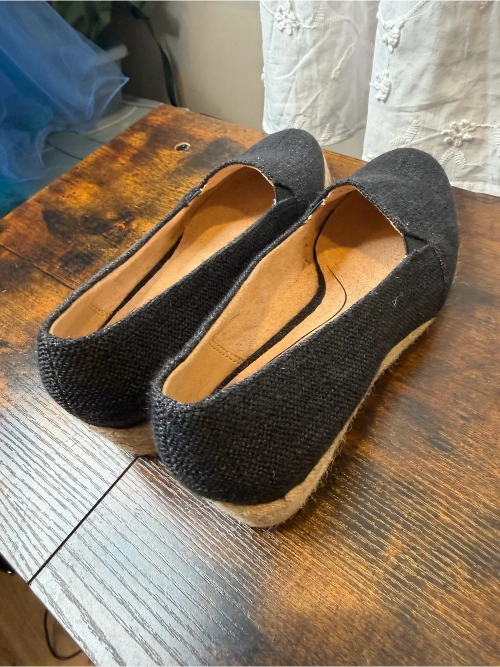 LifeStride Kamilla Women's Black Canvas Espadrille Wedges Size 8M